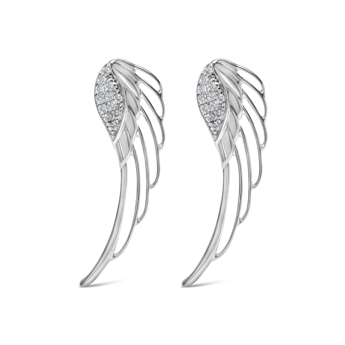 14K White Gold 1/4 Cttw Lab Grown Diamond Angel Wing Stud Earrings (F-G Color, VS1-VS2 Clarity) - Earrings - Custom Crafting Alliance, LLC