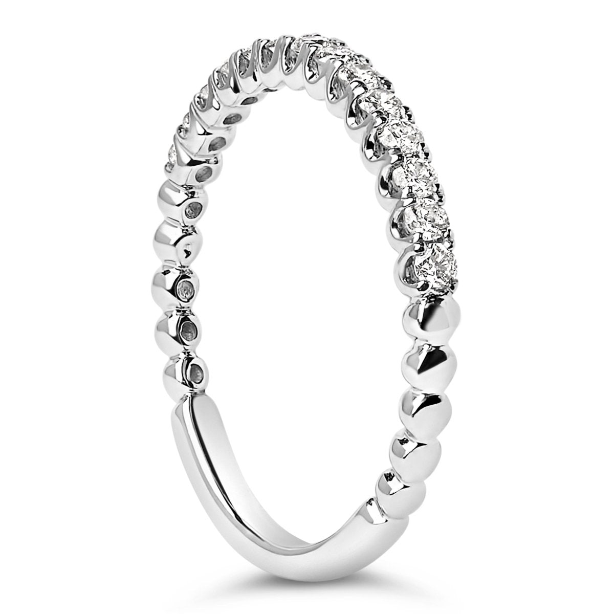 14K White Gold 1/4 Cttw Round Diamond Prong Set Wedding Band - Rings - Custom Crafting Alliance, LLC