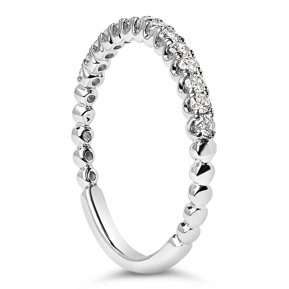 14K White Gold 1/4 Cttw Round Diamond Prong Set Wedding Band - Rings - Custom Crafting Alliance, LLC
