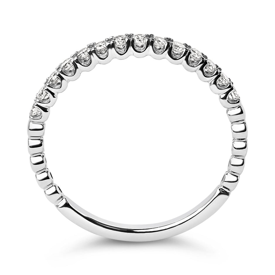 14K White Gold 1/4 Cttw Round Diamond Prong Set Wedding Band - Rings - Custom Crafting Alliance, LLC