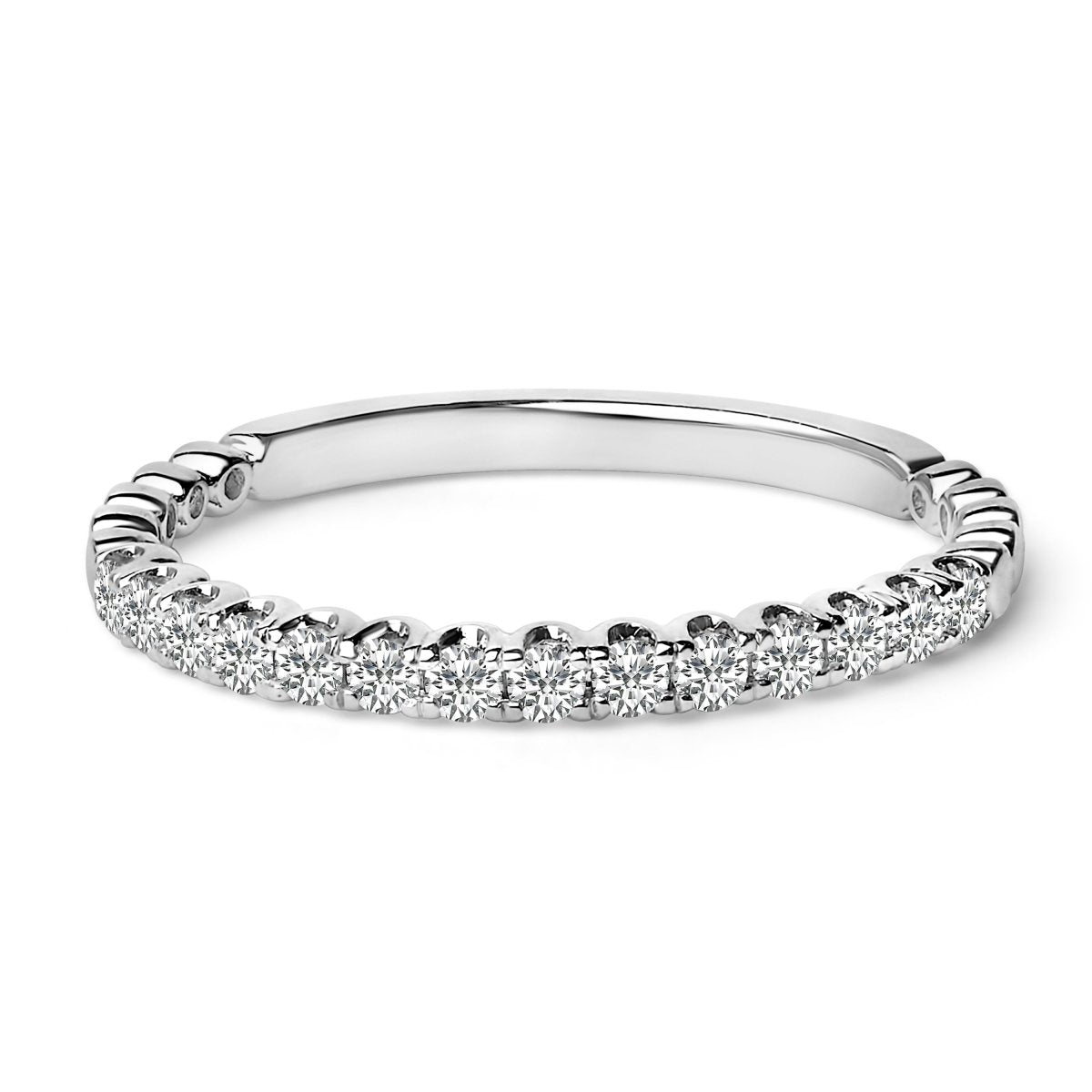 14K White Gold 1/4 Cttw Round Diamond Prong Set Wedding Band - Rings - Custom Crafting Alliance, LLC