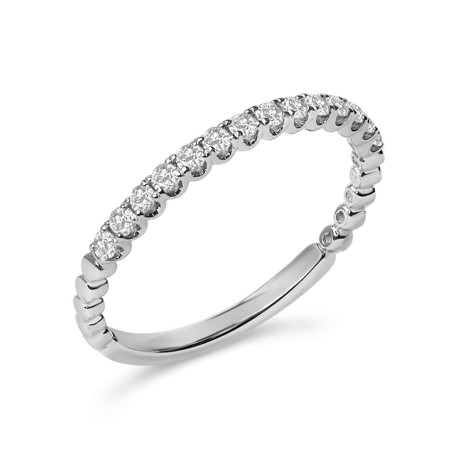 14K White Gold 1/4 Cttw Round Diamond Prong Set Wedding Band - Rings - Custom Crafting Alliance, LLC