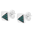 14K White Gold 1/4 Cttw Treated Blue Diamond Pyramid Stud Earring (Blue Color, SI1-SI2 Clarity) - Earrings - Custom Crafting Alliance, LLC