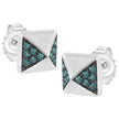 14K White Gold 1/4 Cttw Treated Blue Diamond Pyramid Stud Earring (Blue Color, SI1-SI2 Clarity) - Earrings - Custom Crafting Alliance, LLC