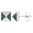 14K White Gold 1/4 Cttw Treated Blue Diamond Pyramid Stud Earring (Blue Color, SI1-SI2 Clarity) - Earrings - Custom Crafting Alliance, LLC