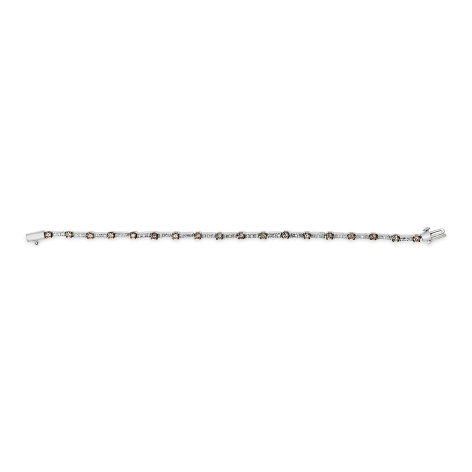 14k White Gold 2 1/4 Cttw Champagne Diamond Bar Link 7