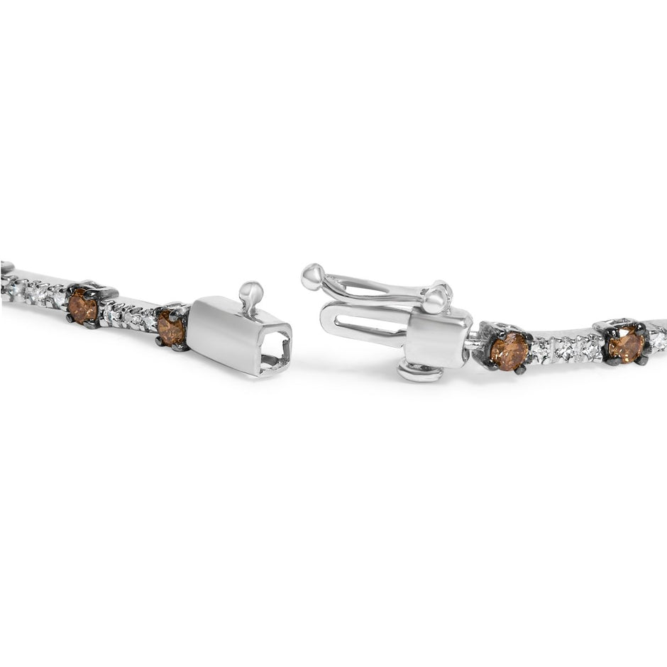 14k White Gold 2 1/4 Cttw Champagne Diamond Bar Link 7