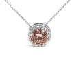 14K White Gold 2 3/8 Cttw Lab Grown Pink Diamond Solitaire with Halo Pendant Necklace - 17