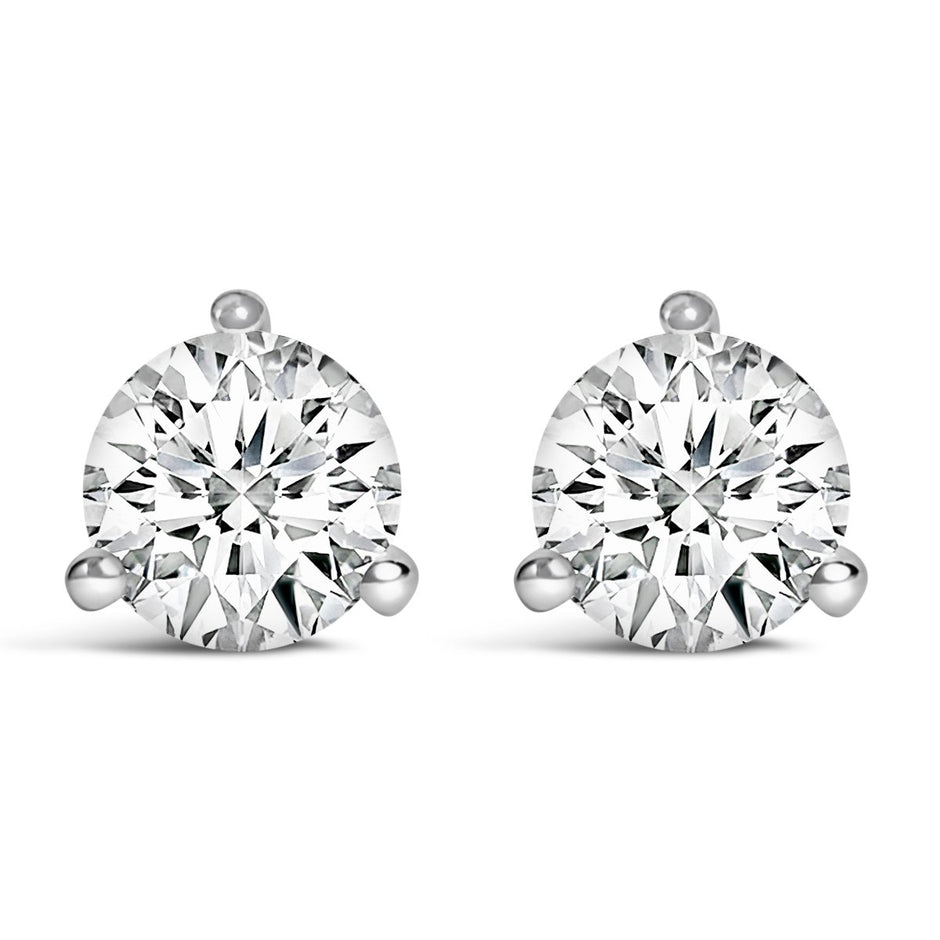 14K White Gold 2.0 Cttw 3-Prong Martini Set Brilliant Round-Cut Solitaire Lab Grown Diamond Screwback Stud Earrings (F-G Color, VS1-VS2 Clarity) - Earrings - Custom Crafting Alliance, LLC
