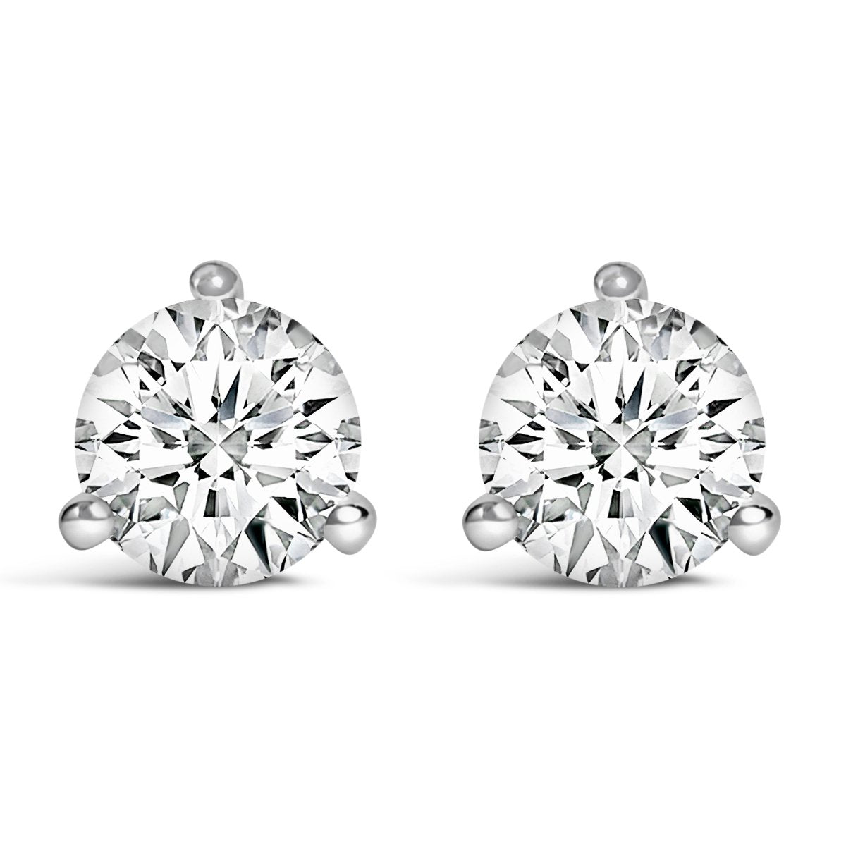 14K White Gold 2.0 Cttw 3-Prong Martini Set Brilliant Round-Cut Solitaire Lab Grown Diamond Screwback Stud Earrings (F-G Color, VS1-VS2 Clarity) - Earrings - Custom Crafting Alliance, LLC