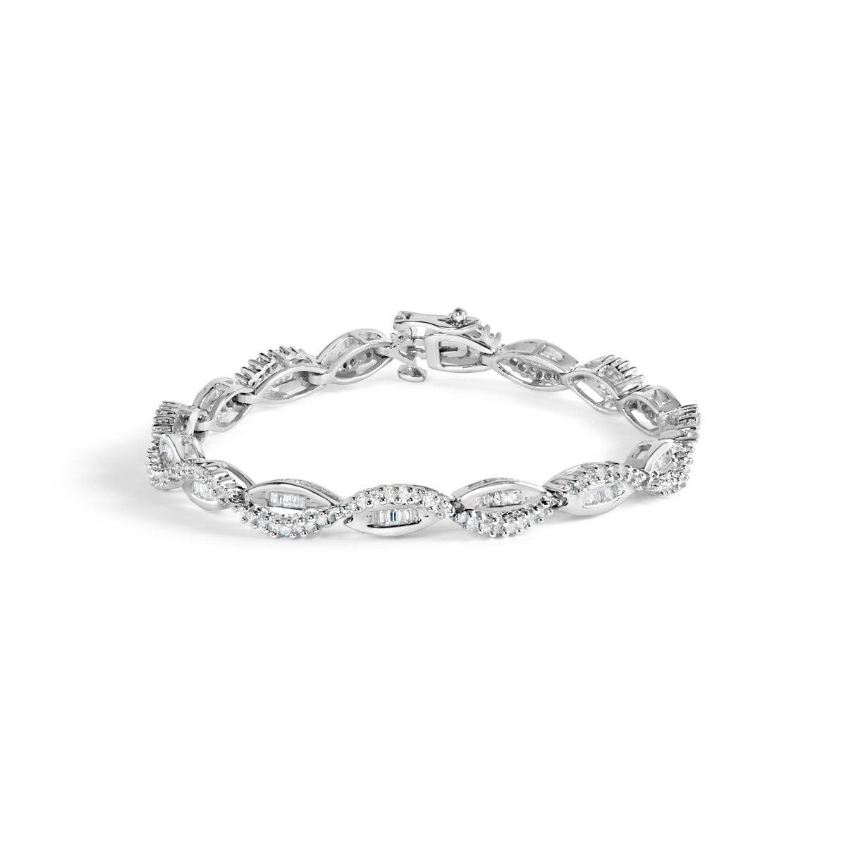 14K White Gold 2.00 Cttw Diamond Swirl and Pear Shape Link Bracelet (I-J Color, I2-I3 Clarity) - 7