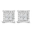 14K White Gold 2.00 Cttw Invisible Set Princess-Cut Lab Grown Diamond Wavy Quad Stud Earrings - Earrings - Custom Crafting Alliance, LLC
