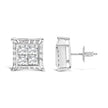 14K White Gold 2.00 Cttw Invisible Set Princess-Cut Lab Grown Diamond Wavy Quad Stud Earrings - Earrings - Custom Crafting Alliance, LLC
