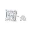 14K White Gold 2.00 Cttw Invisible Set Princess-Cut Lab Grown Diamond Wavy Quad Stud Earrings - Earrings - Custom Crafting Alliance, LLC