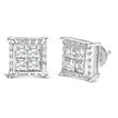 14K White Gold 2.00 Cttw Invisible Set Princess-Cut Lab Grown Diamond Wavy Quad Stud Earrings - Earrings - Custom Crafting Alliance, LLC