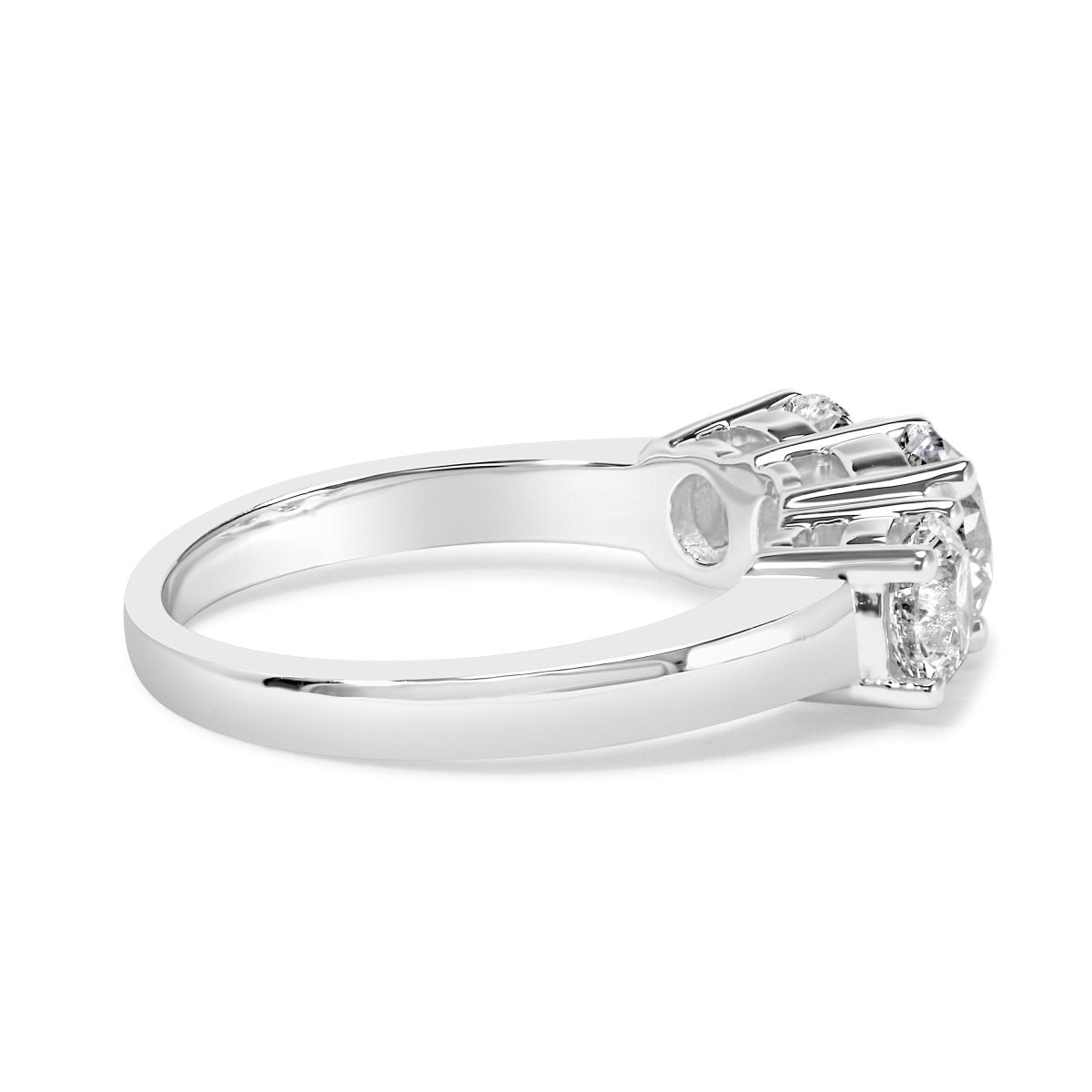 14K White Gold 2.00 Cttw Lab Grown Diamond 3 Stone Ring Band (F-G Color, VS1-VS2 Clarity) - Ring Size 7 - Rings - Custom Crafting Alliance, LLC