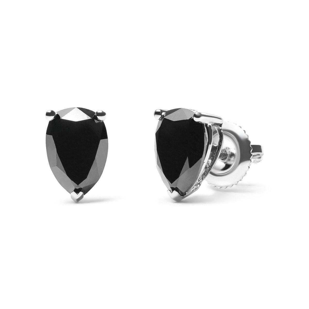 14K White Gold 2.00 Cttw Pear Cut Black Diamond Stud Earrings - Earrings - Custom Crafting Alliance, LLC