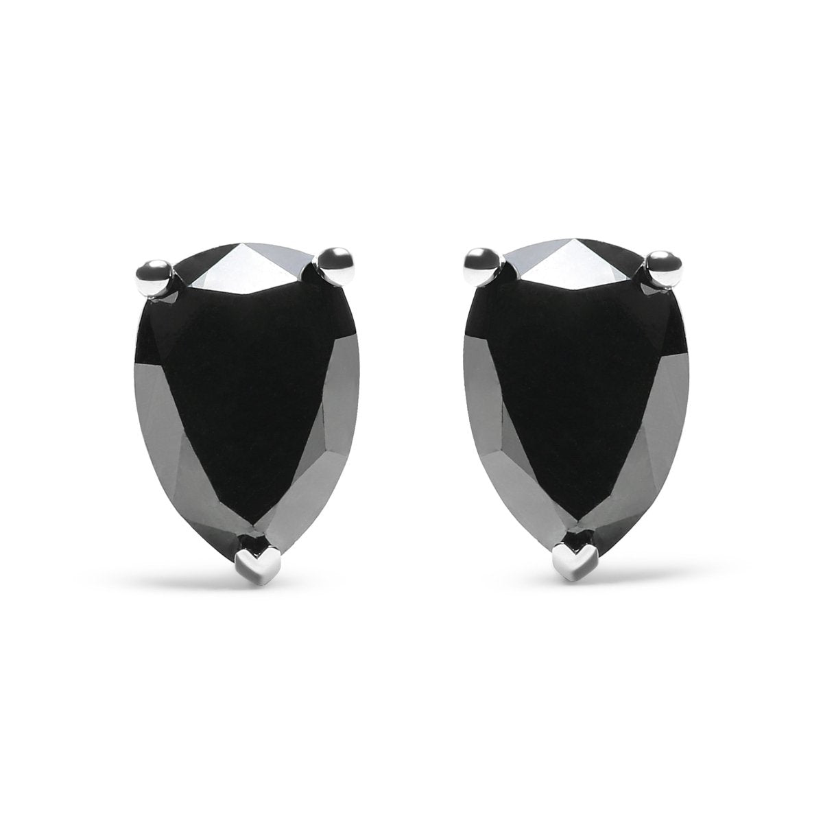 14K White Gold 2.00 Cttw Pear Cut Black Diamond Stud Earrings - Earrings - Custom Crafting Alliance, LLC