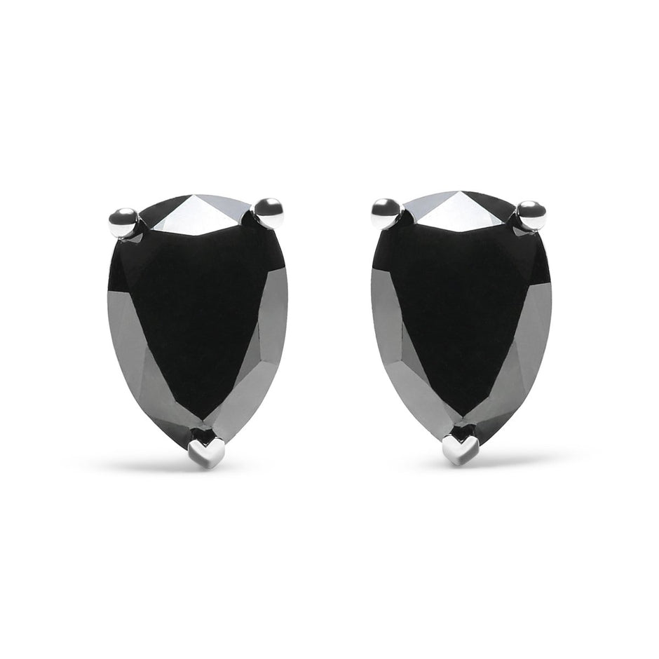 14K White Gold 2.00 Cttw Pear Cut Black Diamond Stud Earrings - Earrings - Custom Crafting Alliance, LLC