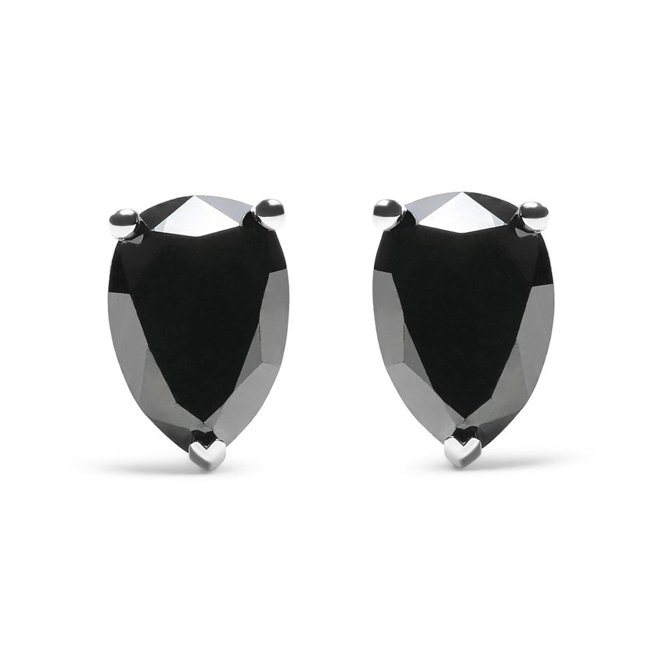 14K White Gold 2.00 Cttw Pear Cut Black Diamond Stud Earrings - Earrings - Custom Crafting Alliance, LLC