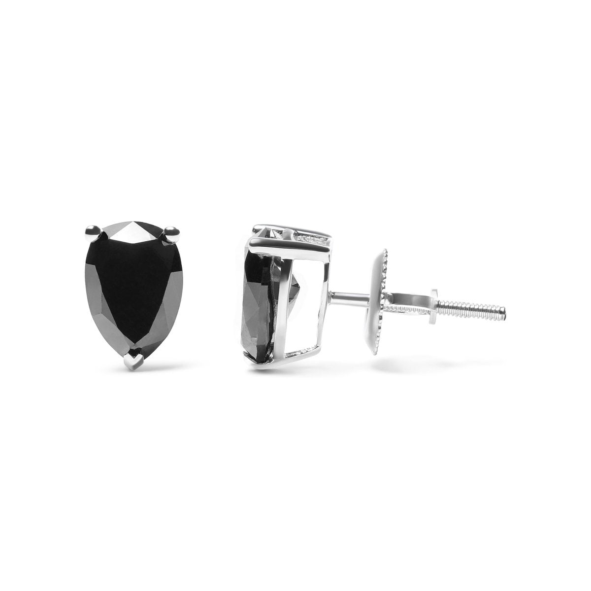 14K White Gold 2.00 Cttw Pear Cut Black Diamond Stud Earrings - Earrings - Custom Crafting Alliance, LLC