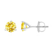 14K White Gold 3-Prong Martini Set 1.0 Cttw Yellow Lab Grown Diamond Solitaire Stud Earrings - Earrings - Custom Crafting Alliance, LLC