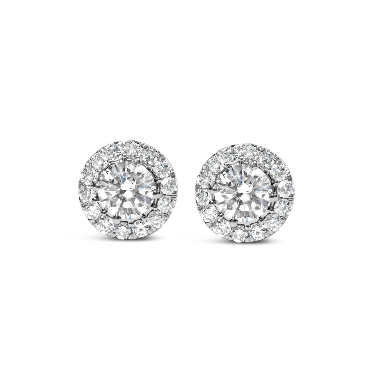 14K White Gold 3.0 Cttw Lab-Grown Diamond Hidden Halo Stud Earrings - Earrings - Custom Crafting Alliance, LLC