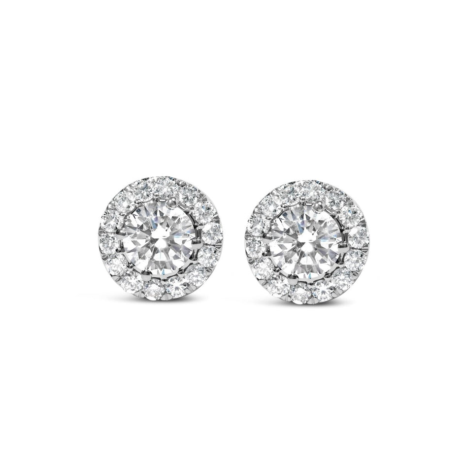 14K White Gold 3.0 Cttw Lab-Grown Diamond Hidden Halo Stud Earrings - Earrings - Custom Crafting Alliance, LLC