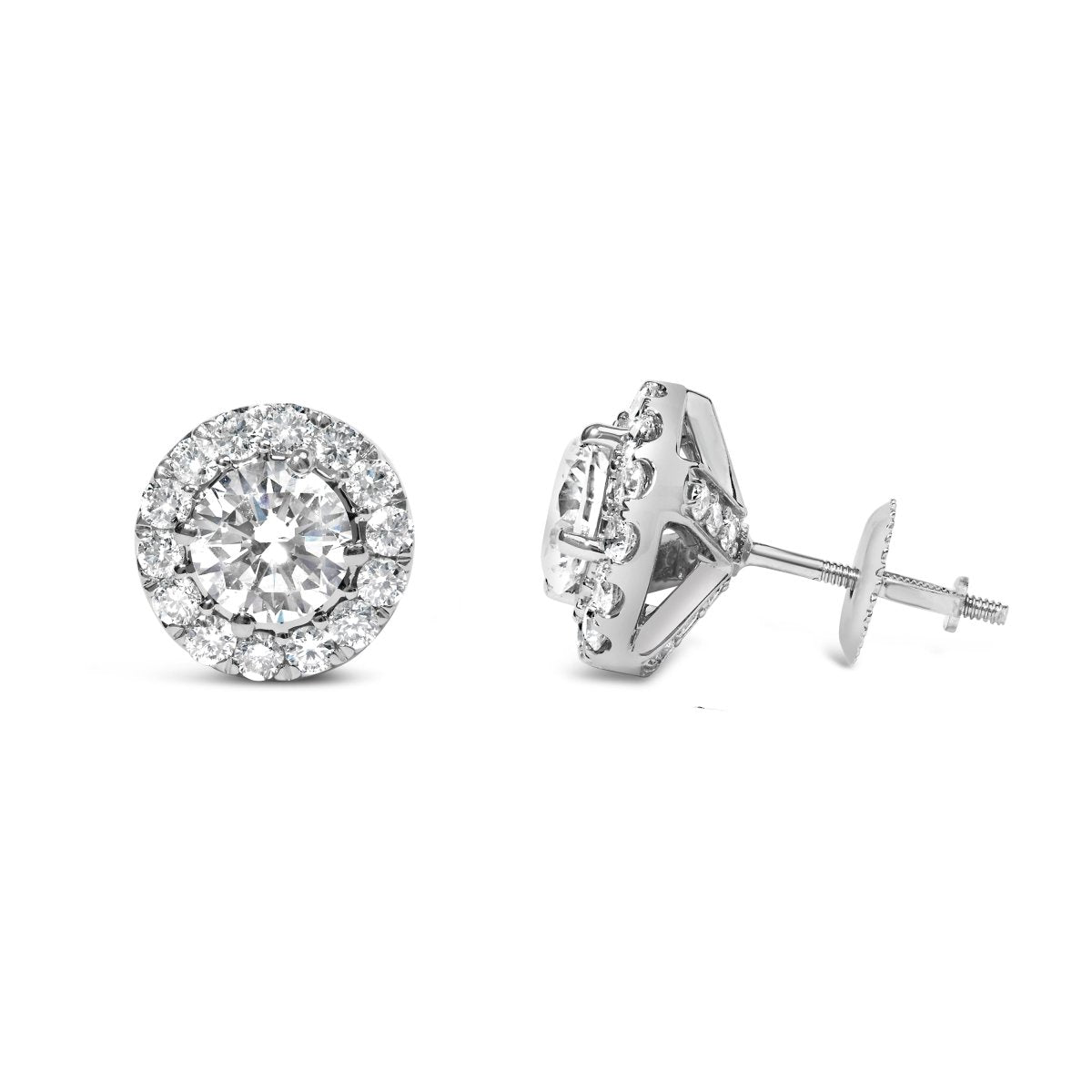 14K White Gold 3.0 Cttw Lab-Grown Diamond Hidden Halo Stud Earrings - Earrings - Custom Crafting Alliance, LLC