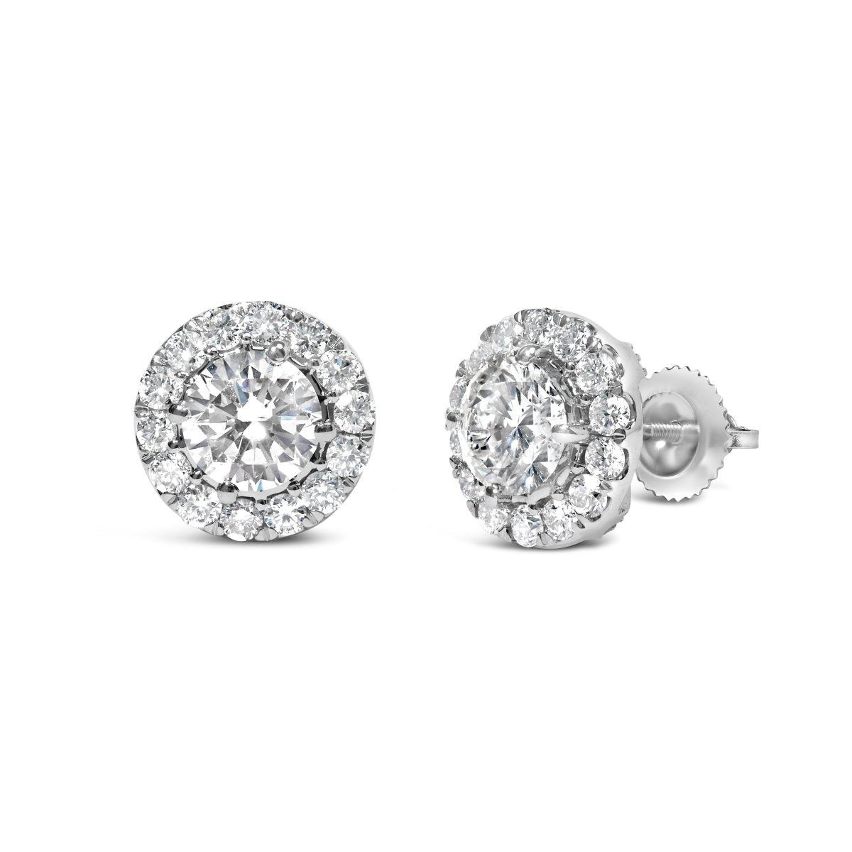 14K White Gold 3.0 Cttw Lab-Grown Diamond Hidden Halo Stud Earrings - Earrings - Custom Crafting Alliance, LLC
