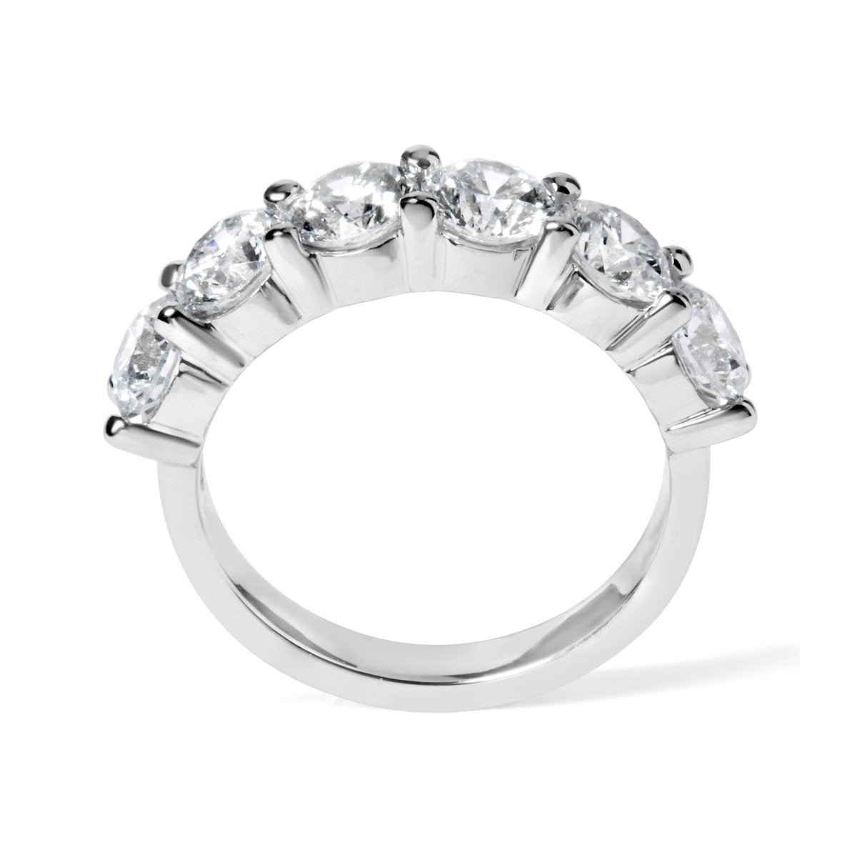 14K White Gold 3.0 Cttw Lab-Grown Diamond Shared Prong Set 6 Stone Band Ring (G-H Color, VS2-SI1 Clarity) - Ring Size 7 - Rings - Custom Crafting Alliance, LLC