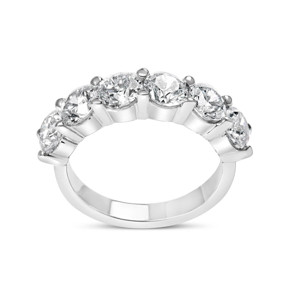14K White Gold 3.0 Cttw Lab-Grown Diamond Shared Prong Set 6 Stone Band Ring (G-H Color, VS2-SI1 Clarity) - Ring Size 7 - Rings - Custom Crafting Alliance, LLC