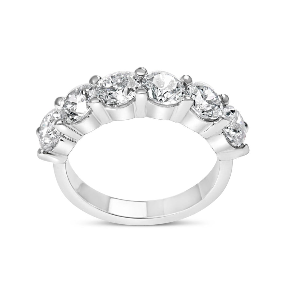 14K White Gold 3.0 Cttw Lab-Grown Diamond Shared Prong Set 6 Stone Band Ring (G-H Color, VS2-SI1 Clarity) - Ring Size 7 - Rings - Custom Crafting Alliance, LLC