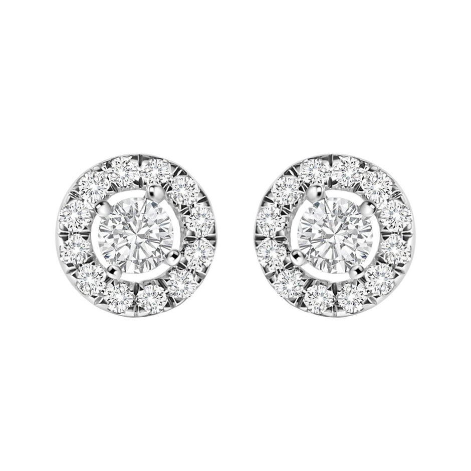 14K White Gold 3/4 Cttw Lab-Grown Diamond Floating Halo Stud Earring (F-G Color, VS1-VS2 Clarity) - Earrings - Custom Crafting Alliance, LLC