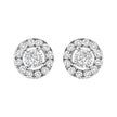 14K White Gold 3/4 Cttw Lab-Grown Diamond Floating Halo Stud Earring (F-G Color, VS1-VS2 Clarity) - Earrings - Custom Crafting Alliance, LLC