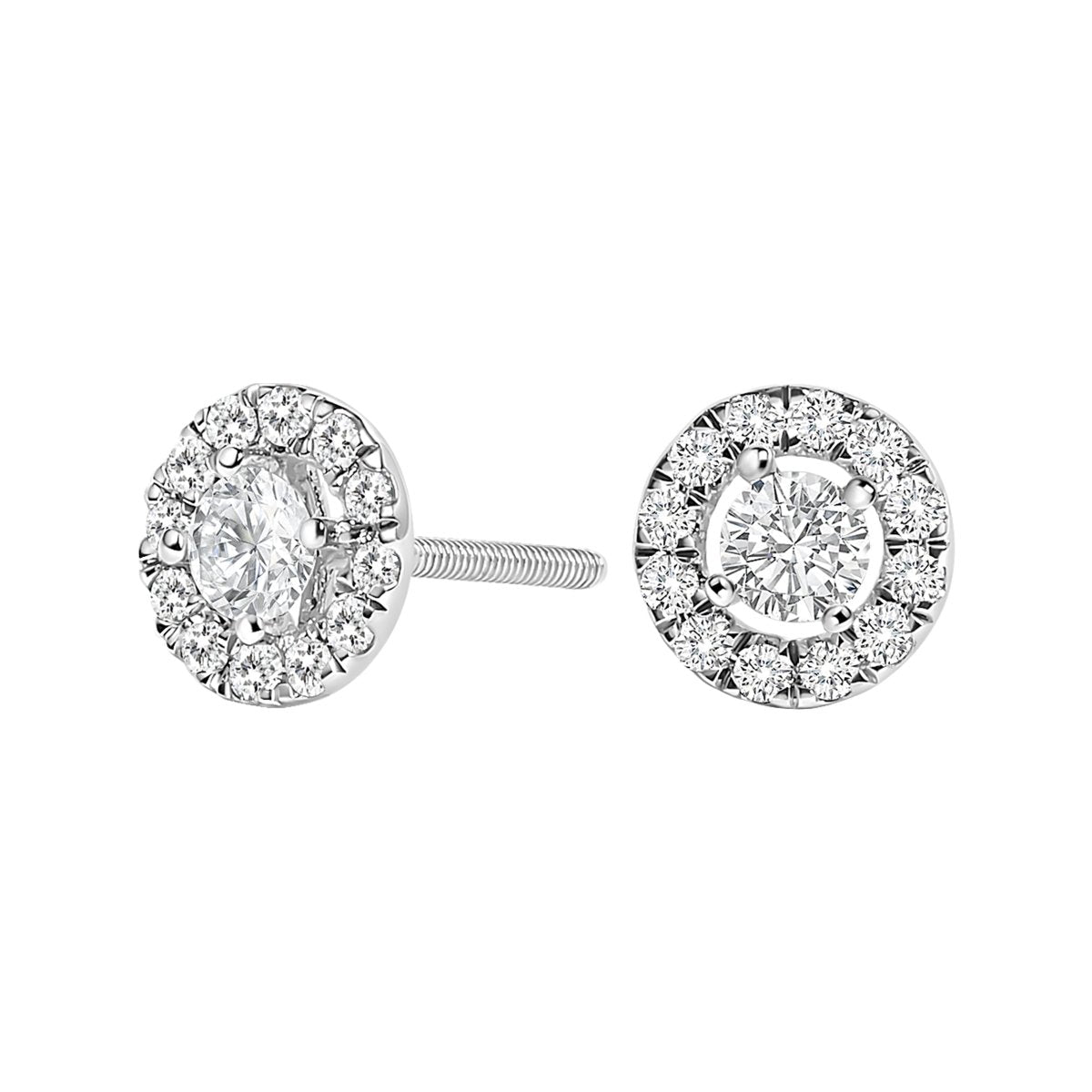 14K White Gold 3/4 Cttw Lab-Grown Diamond Floating Halo Stud Earring (F-G Color, VS1-VS2 Clarity) - Earrings - Custom Crafting Alliance, LLC