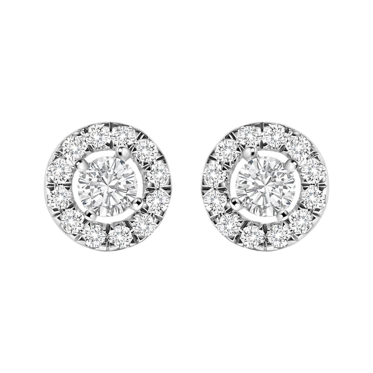 14K White Gold 3/4 Cttw Lab-Grown Diamond Floating Halo Stud Earring (F-G Color, VS1-VS2 Clarity) - Earrings - Custom Crafting Alliance, LLC