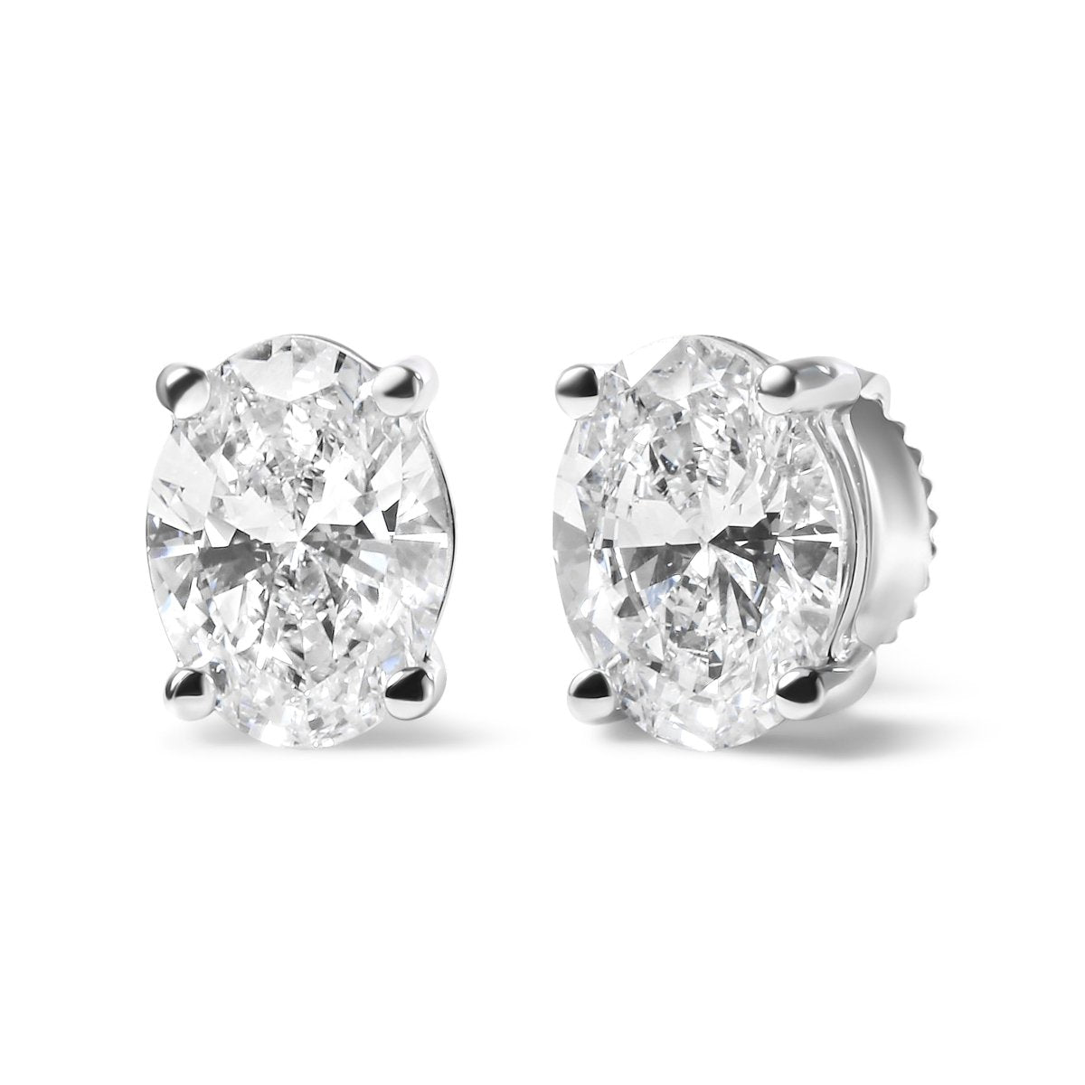 14K White Gold 3/4 Cttw Oval Shape Lab Grown Diamond Solitaire Stud Earrings (F-G Color, VS1-VS2 Clarity) - Earrings - Custom Crafting Alliance, LLC