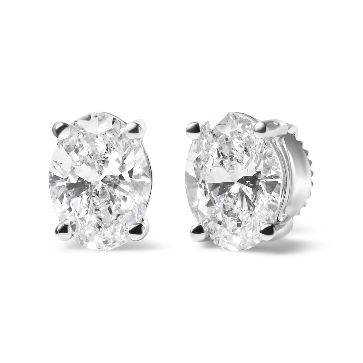 14K White Gold 3/4 Cttw Oval Shape Lab Grown Diamond Solitaire Stud Earrings (F-G Color, VS1-VS2 Clarity) - Earrings - Custom Crafting Alliance, LLC