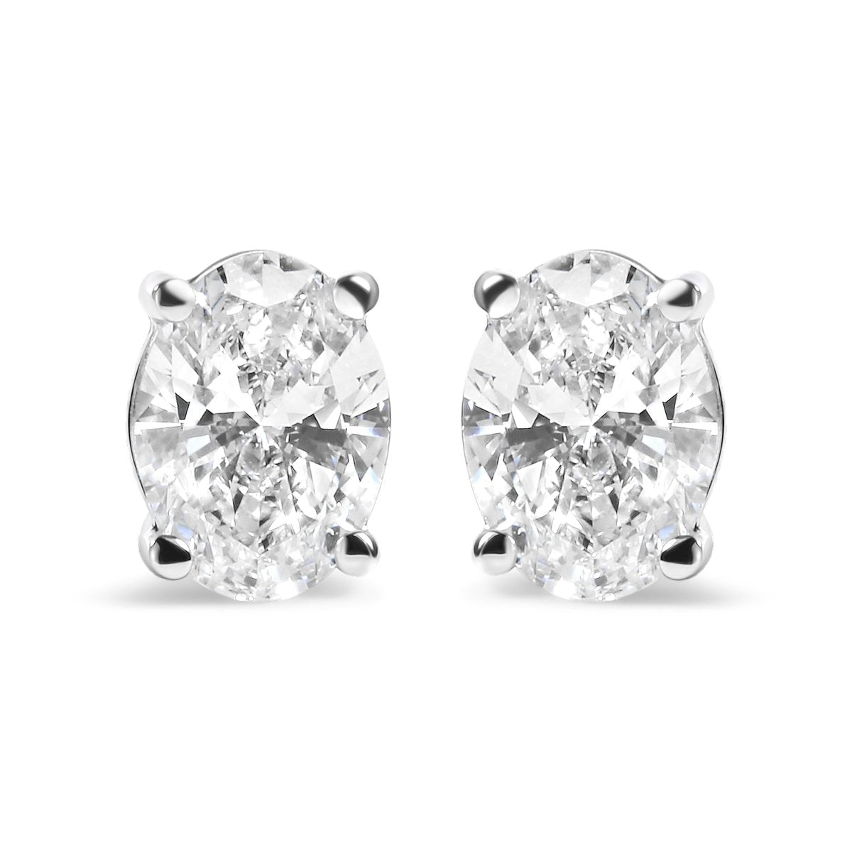 14K White Gold 3/4 Cttw Oval Shape Lab Grown Diamond Solitaire Stud Earrings (F-G Color, VS1-VS2 Clarity) - Earrings - Custom Crafting Alliance, LLC