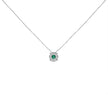 14K White Gold 3.8 MM Green Emerald and 1/3 Cttw Diamond Composite Halo 18
