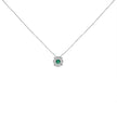 14K White Gold 3.8 MM Green Emerald and 1/3 Cttw Diamond Composite Halo 18