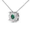 14K White Gold 3.8 MM Green Emerald and 1/3 Cttw Diamond Composite Halo 18