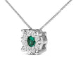 14K White Gold 3.8 MM Green Emerald and 1/3 Cttw Diamond Composite Halo 18