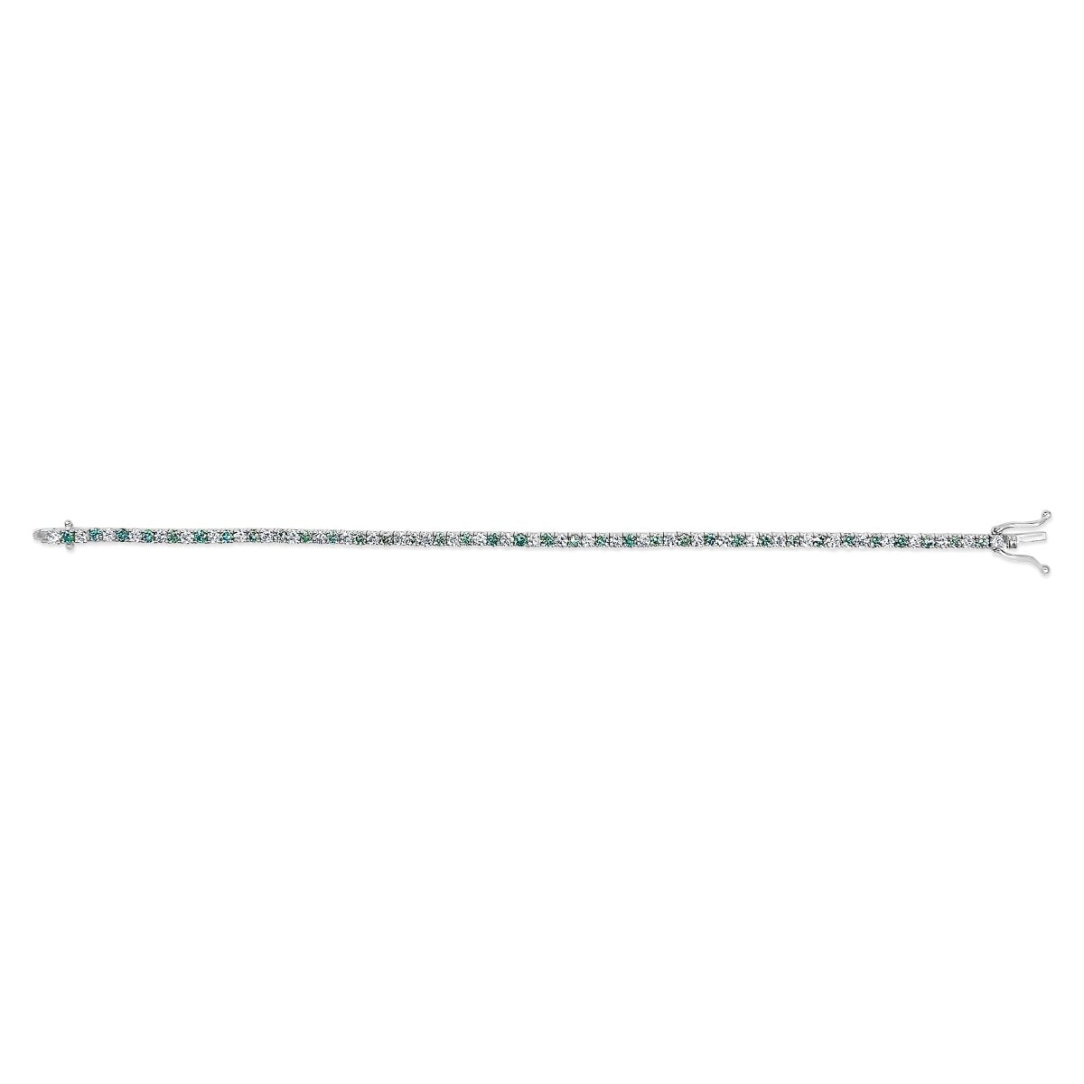 14K White Gold 4.0 Cttw Alternating White and Blue Lab Grown Diamond Tennis Bracelet - 7