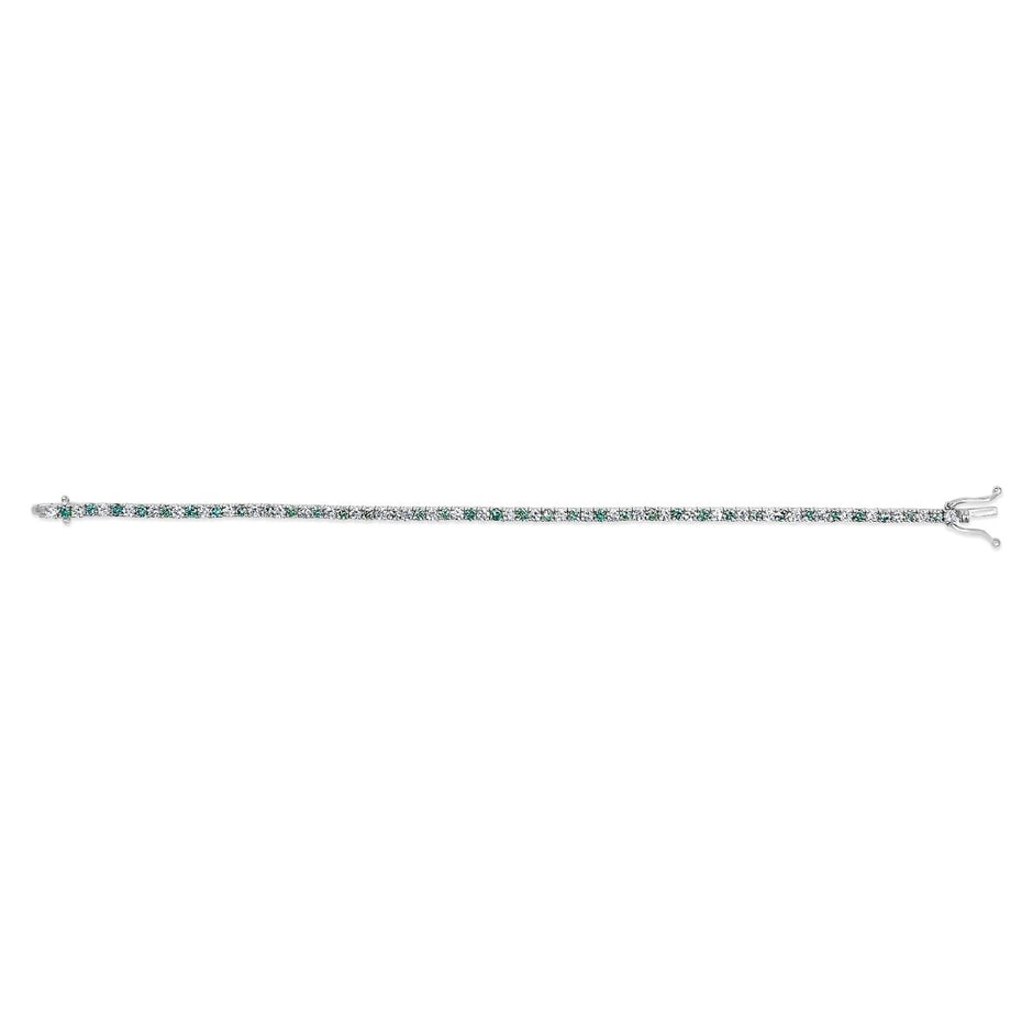 14K White Gold 4.0 Cttw Alternating White and Blue Lab Grown Diamond Tennis Bracelet - 7