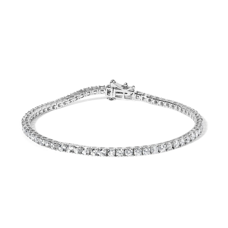 14K White Gold 4.0 Cttw Classic Lab-Grown Diamond Tennis Bracelet (F-G Color, VS2-SI1 Clarity) - 7" Inches - Bracelets - Custom Crafting Alliance, LLC