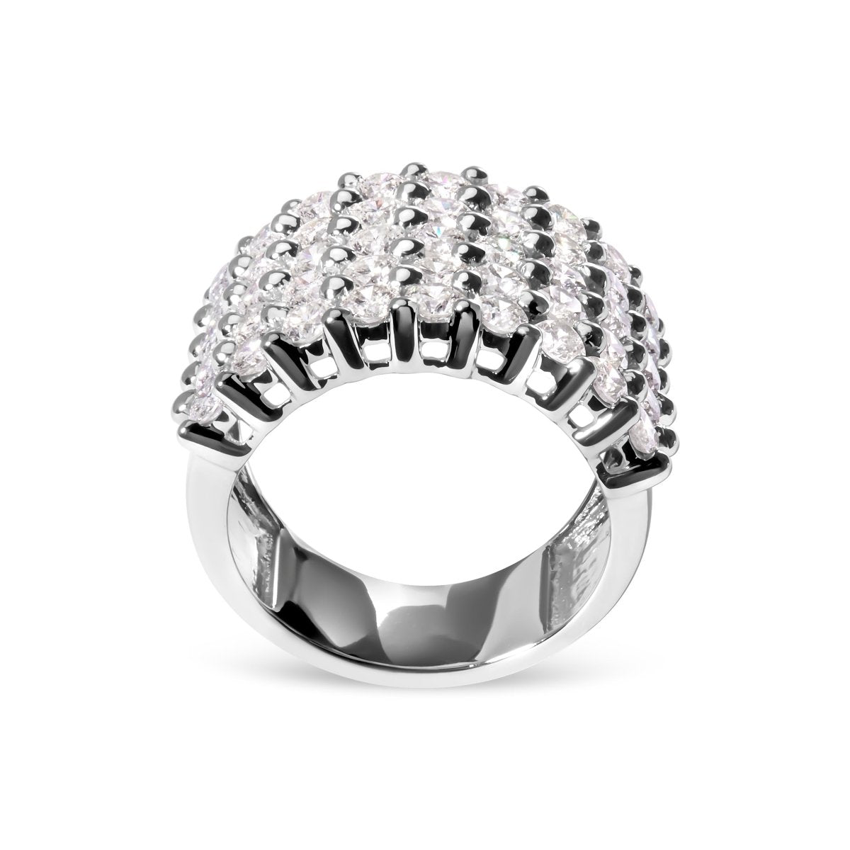 14k White Gold 4.0 Cttw Diamond 5 Row Ring Band (I-J Color, I1-I2 Clarity) - Ring Size 7 - Rings - Custom Crafting Alliance, LLC