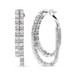 14K White Gold 4.0 Cttw Diamond Asymmetrical Inside Out Double-Hoop Earrings (I-J Color, I1-I2 Clarity) - Earrings - Custom Crafting Alliance, LLC