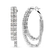 14K White Gold 4.0 Cttw Diamond Asymmetrical Inside Out Double-Hoop Earrings (I-J Color, I1-I2 Clarity) - Earrings - Custom Crafting Alliance, LLC